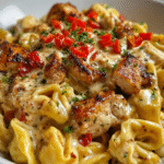 Cowboy Butter Garlic Chicken Tortellini with Fire-Roasted Red Peppers