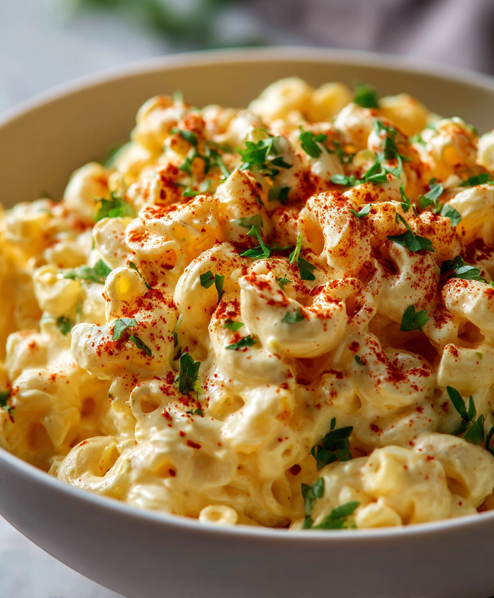 Creamy Deviled Egg Macaroni Salad