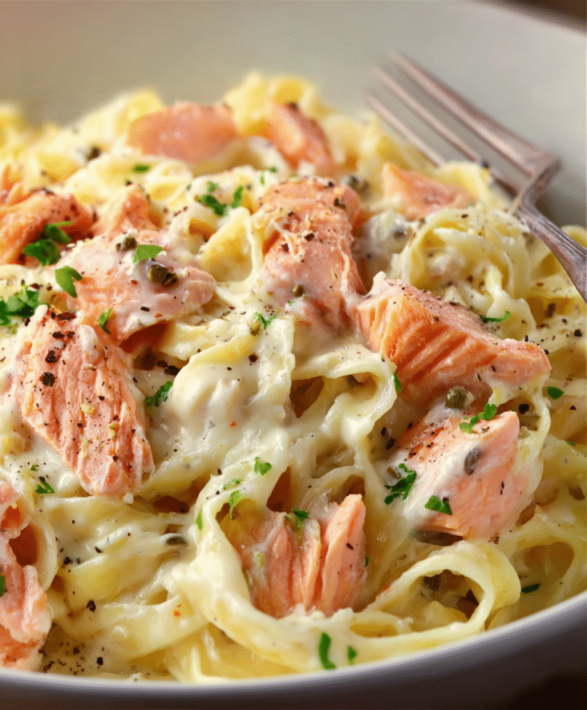 Creamy Garlic Salmon Alfredo