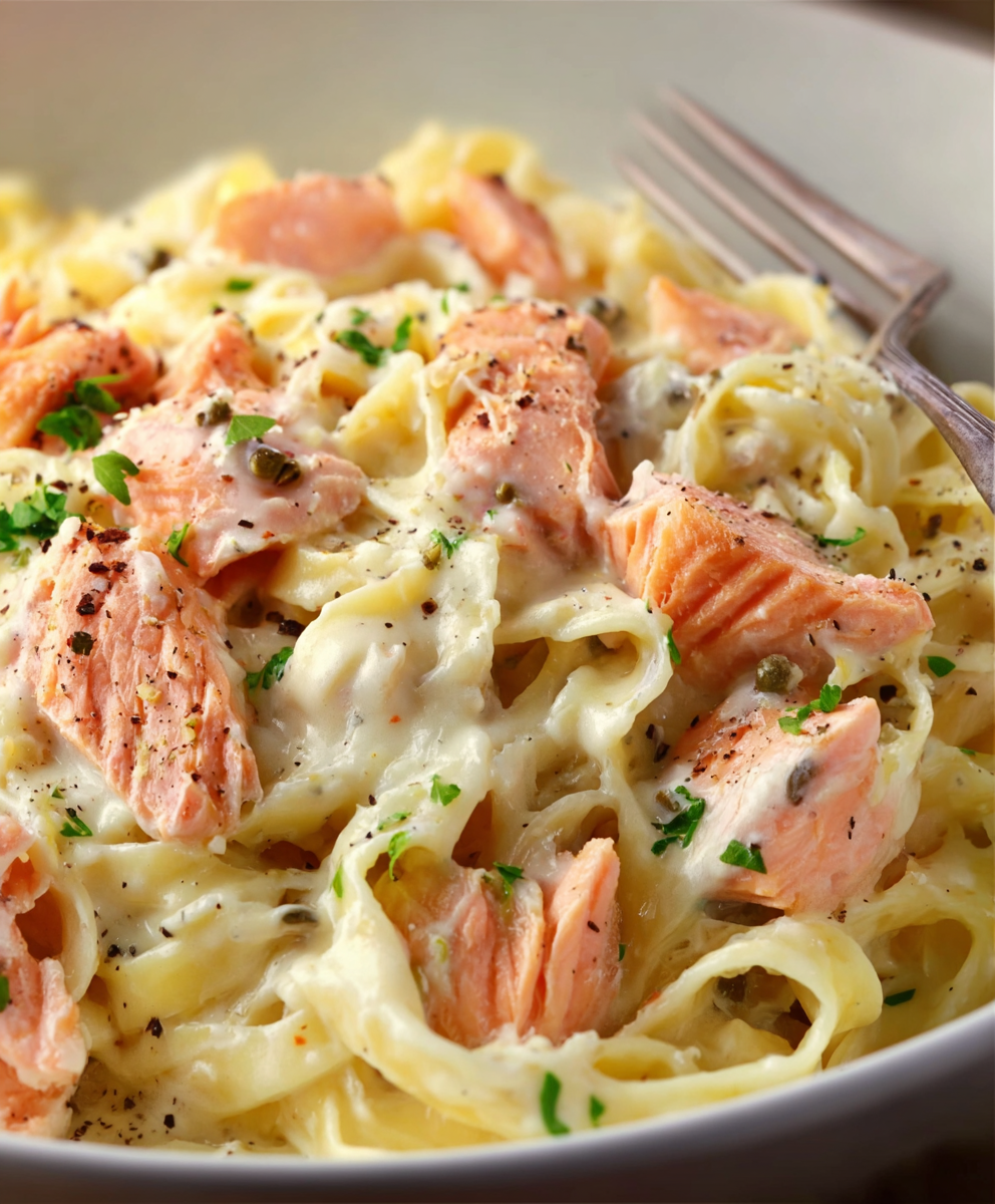 Creamy Garlic Salmon Alfredo