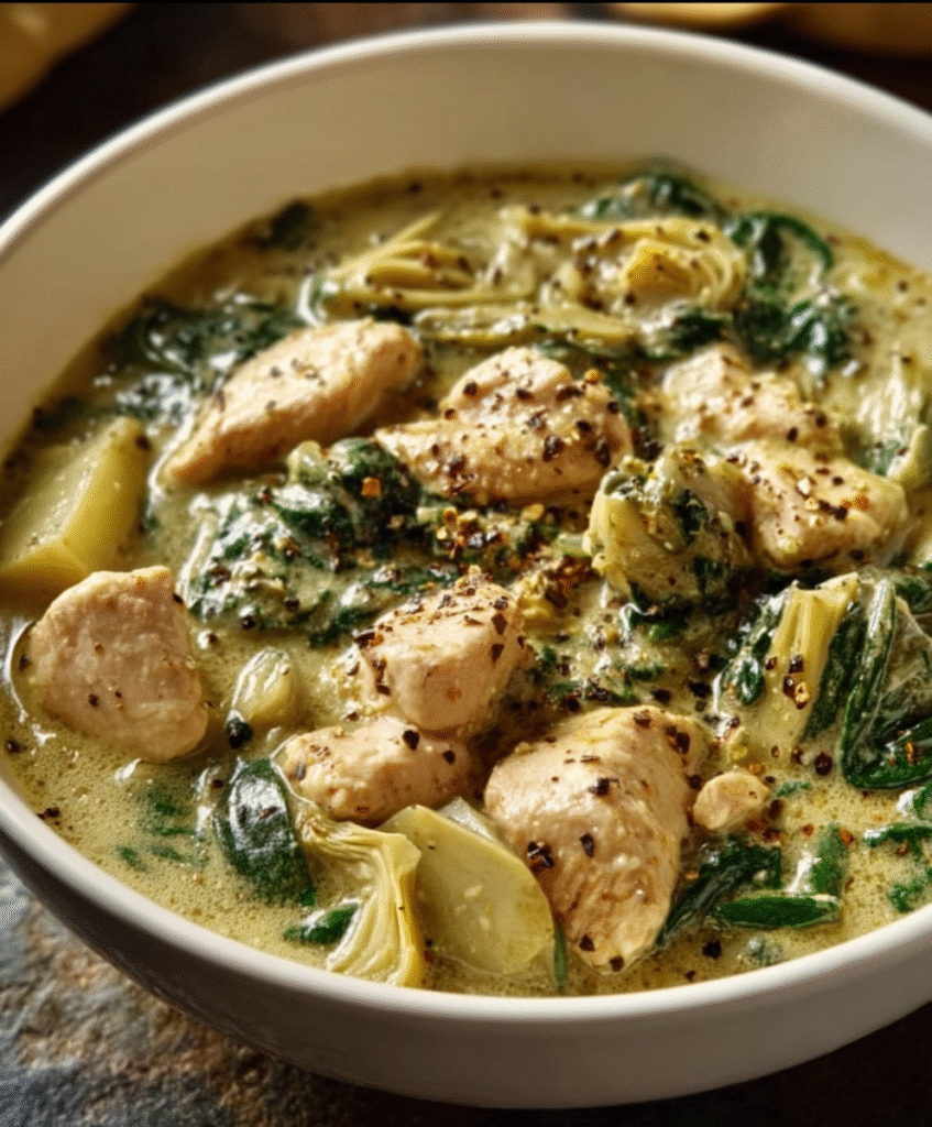 Creamy Spinach–Artichoke Chicken Stew