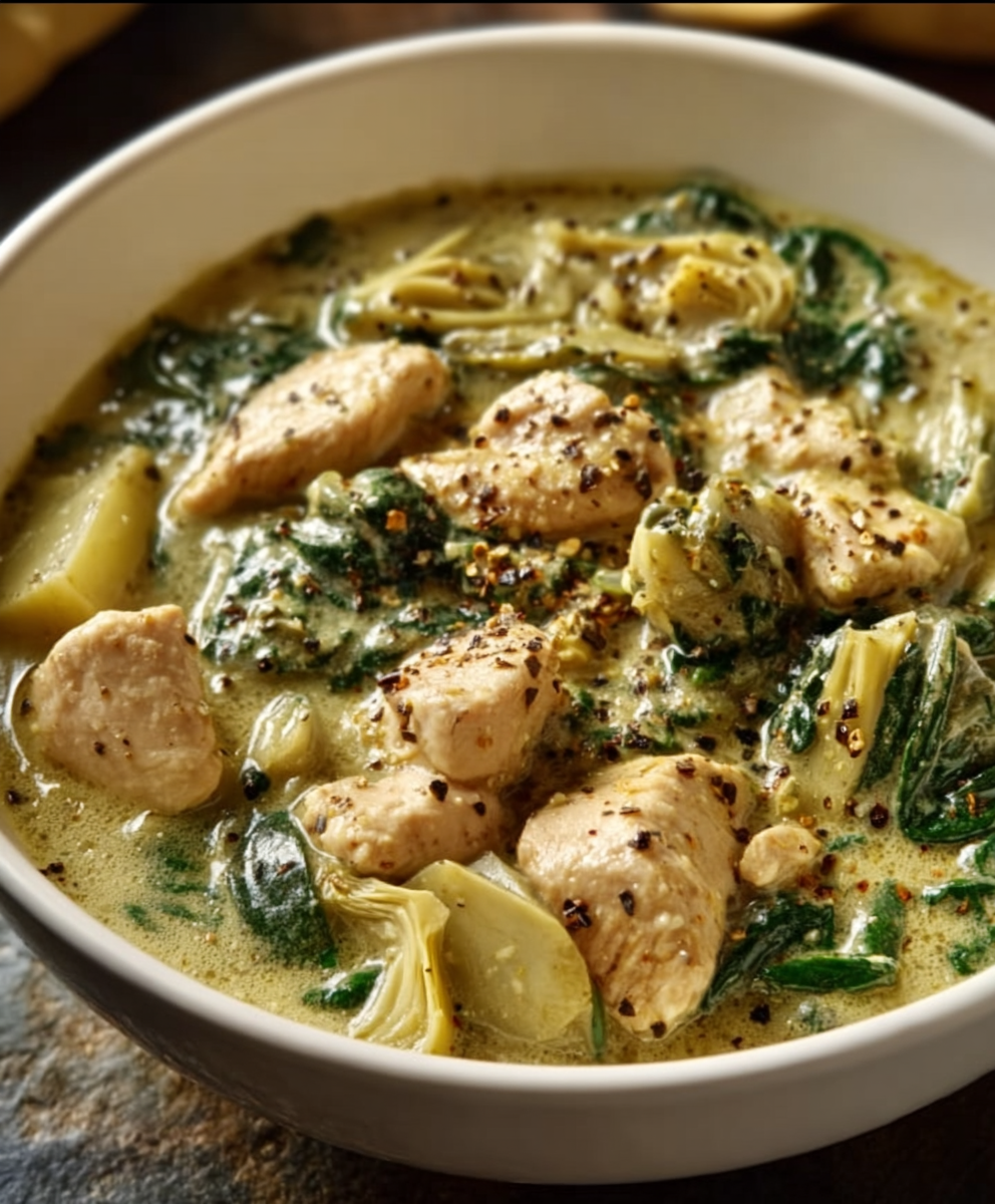 Creamy Spinach–Artichoke Chicken Stew
