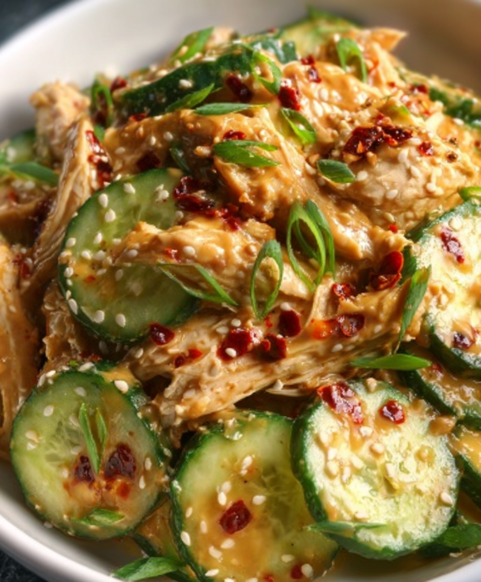 Creamy Thai Peanut Cucumber Chicken Salad