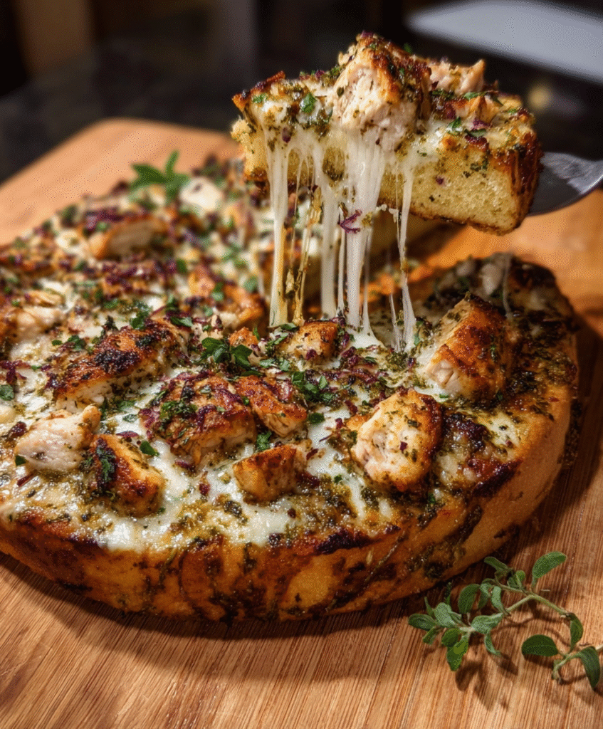 Garlic Butter Chicken Flatbread Pizza
