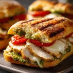Golden Chicken Pesto Pressed Sandwiches