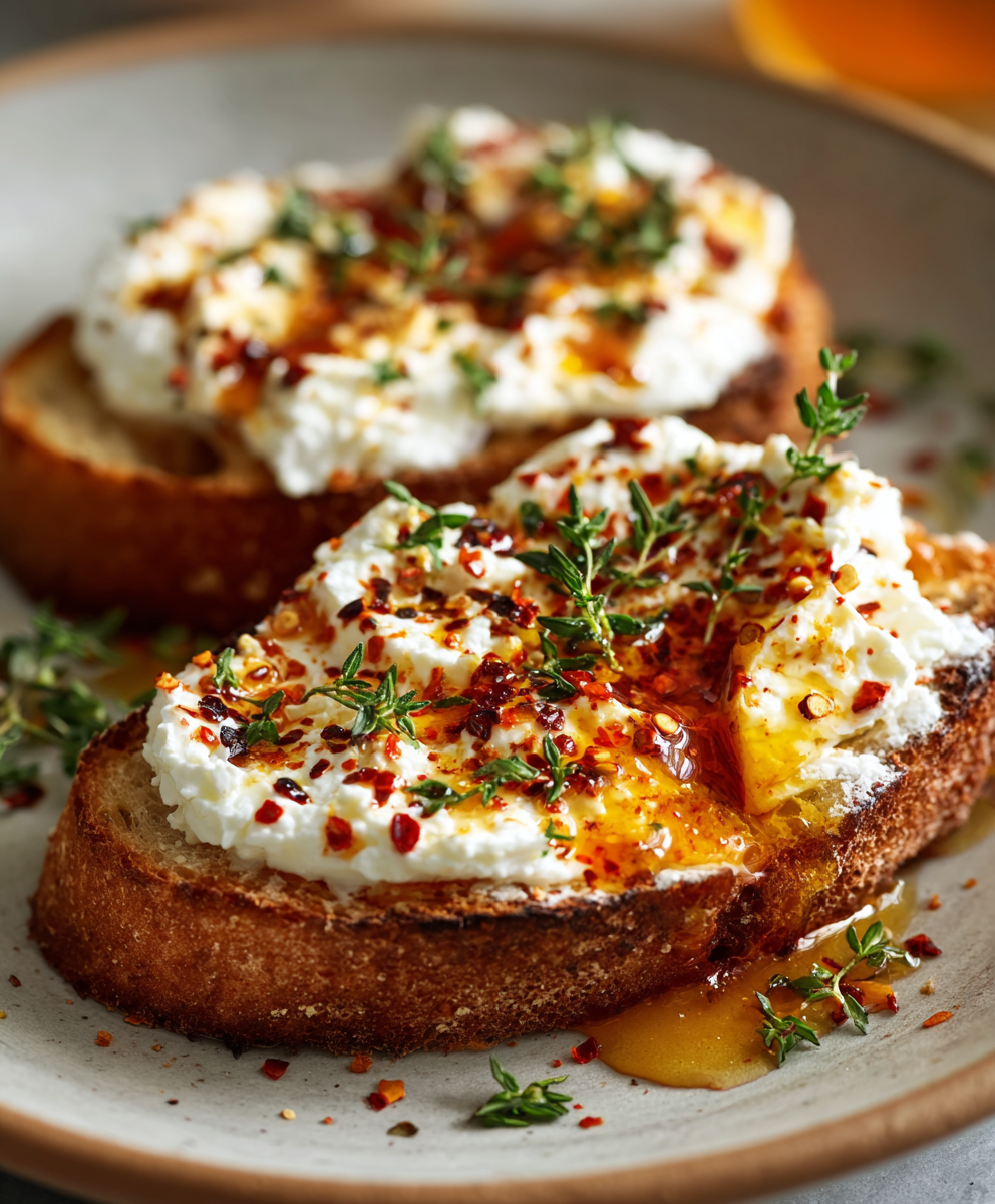 Hot Honey Ricotta Toast Bliss