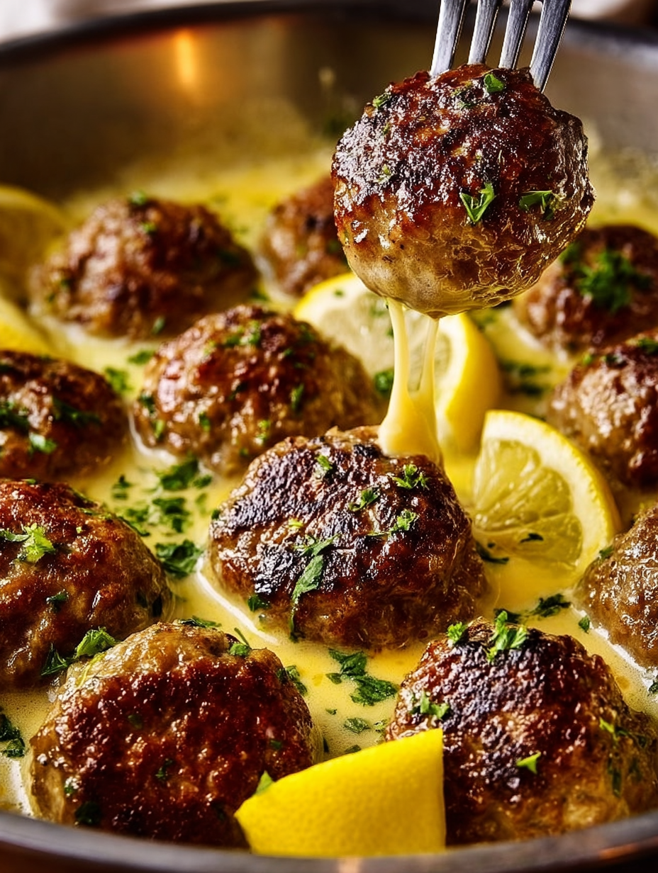 Juicy Greek Meatballs in Bright Lemon Sauce