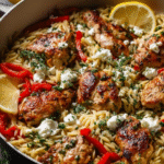 Lemon-Feta Chicken & Orzo Skillet