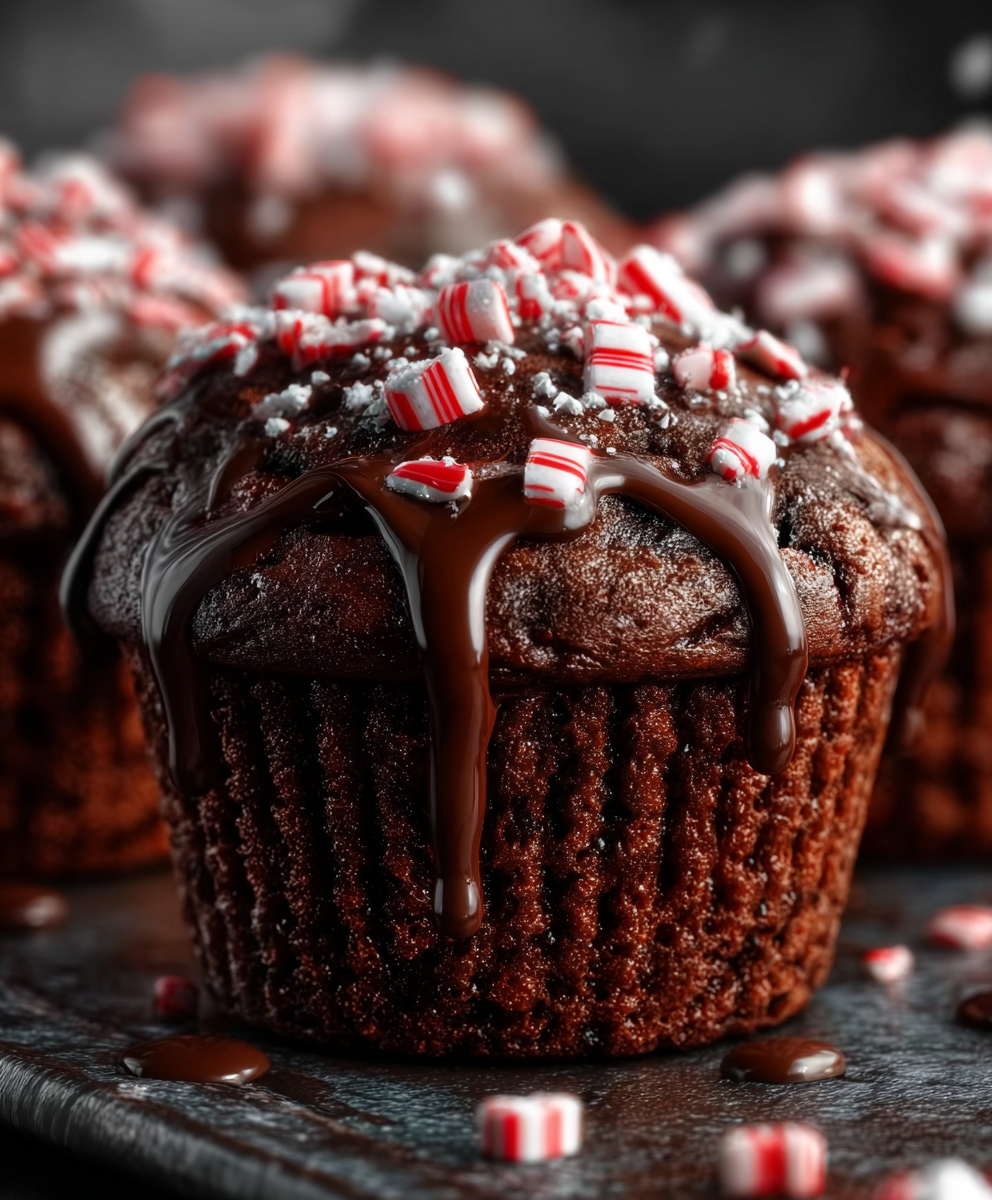 Peppermint Hot Chocolate Muffins
