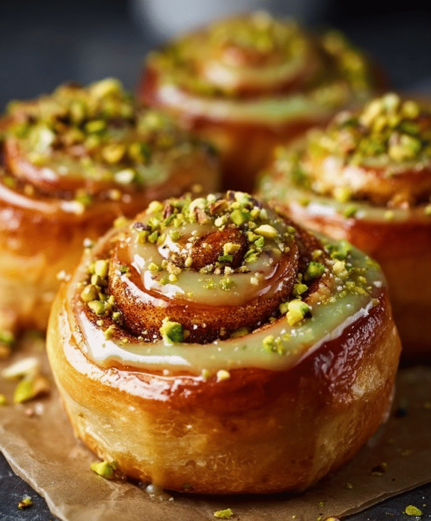 Pistachio Swirl Cinnamon Rolls