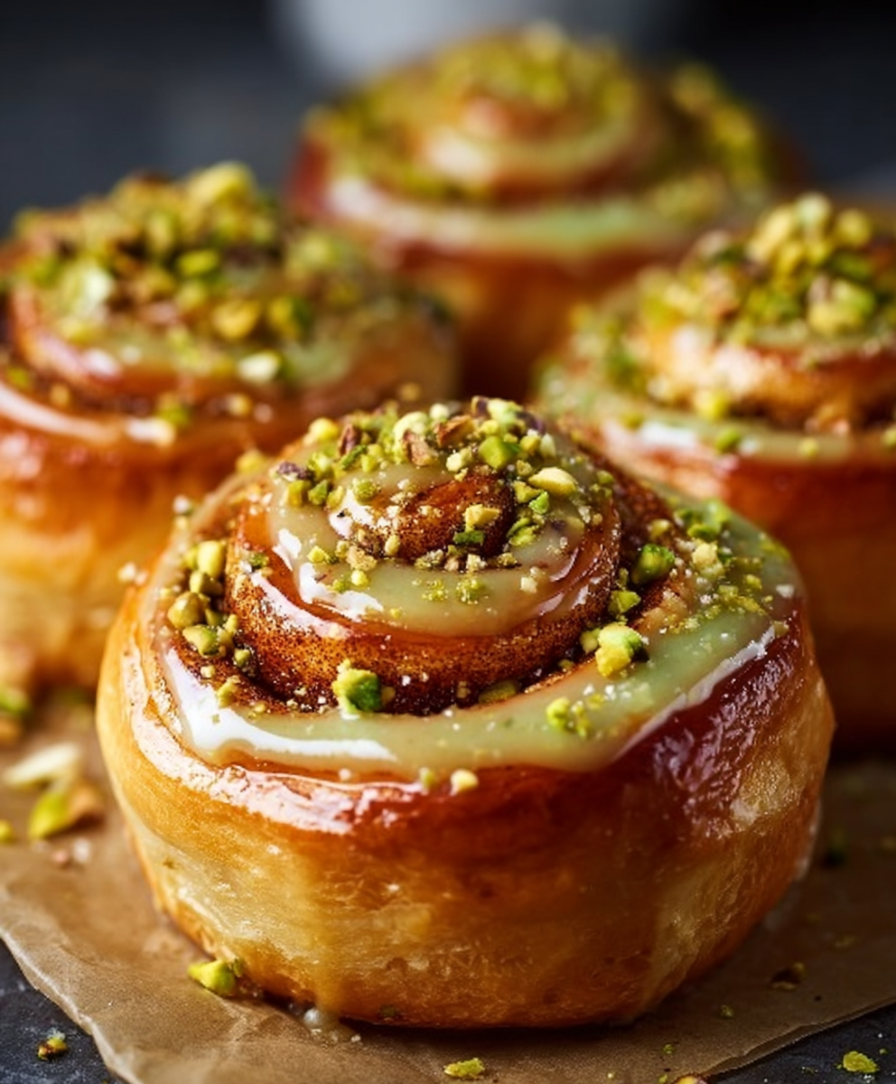 Pistachio Swirl Cinnamon Rolls