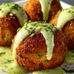 Salmon Balls with Creamy Avocado Sauce