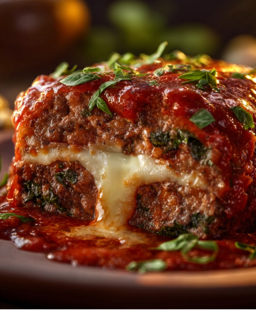 Stuffed Italian Meatloaf with Melty Mozzarella