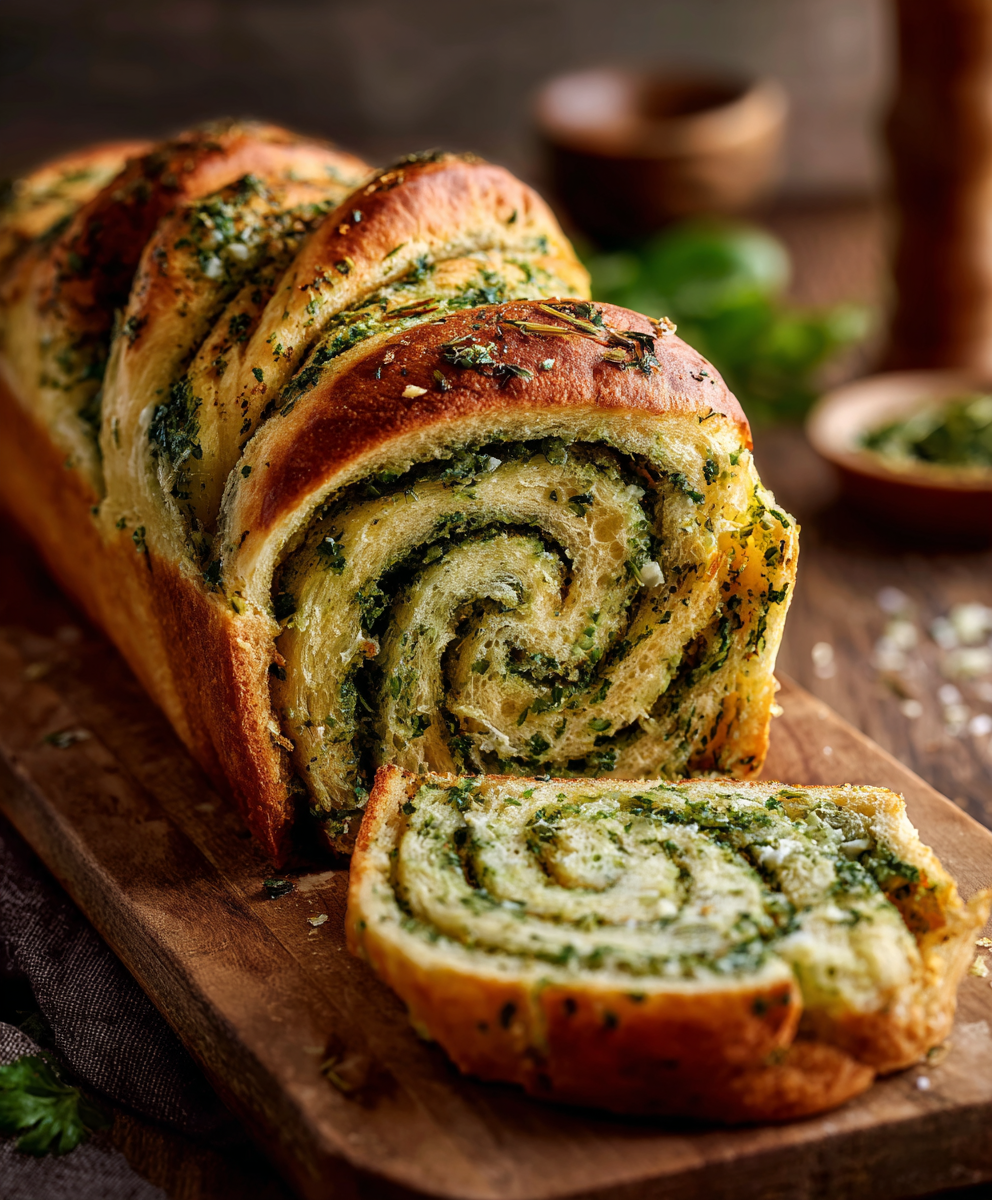 Swirled Garlic Herb Parmesan Bread