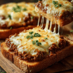 Title: Cheesy Garlic Bread Sloppy Joe Melts