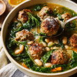 Tuscan White Bean Soup with Tender Meatballs