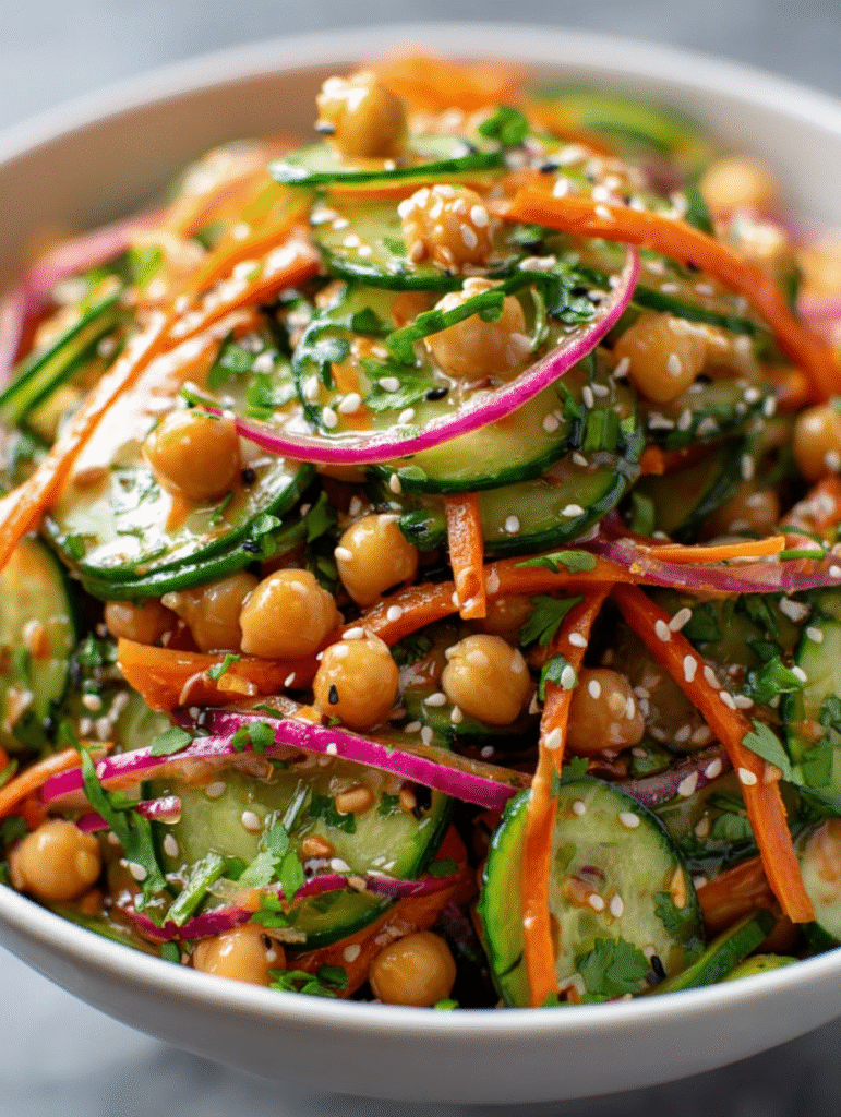 Asian Cucumber & Chickpea Sesame Slaw