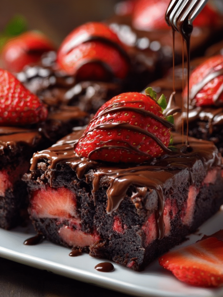 Chocolate-Covered Strawberry Fudge Brownies
