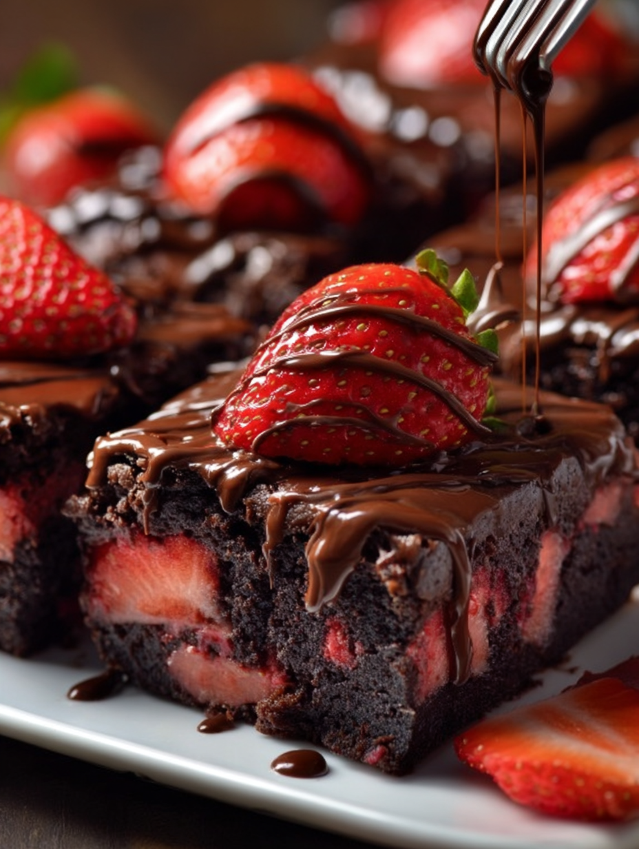Chocolate-Covered Strawberry Fudge Brownies