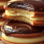 Chocolate-Dipped Boston Cream Sandwich Cookies