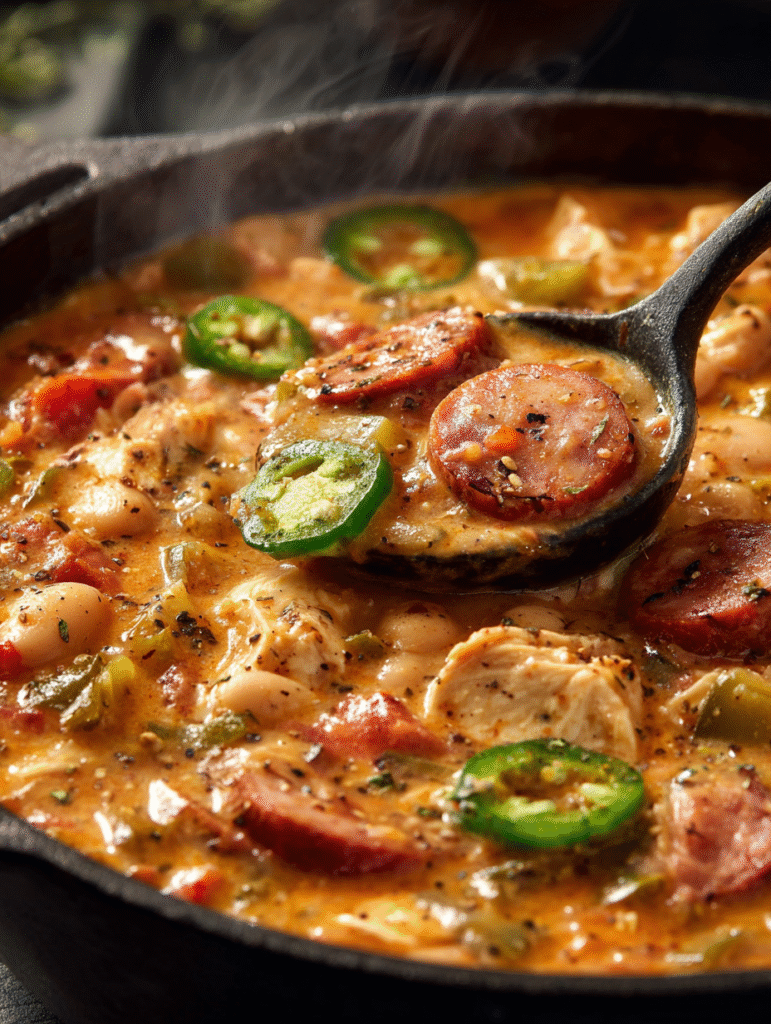 Creamy Cajun White Chicken Chili Skillet