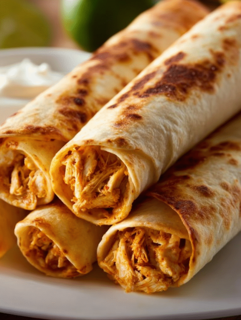 Creamy Oven-Baked Chicken Taquitos