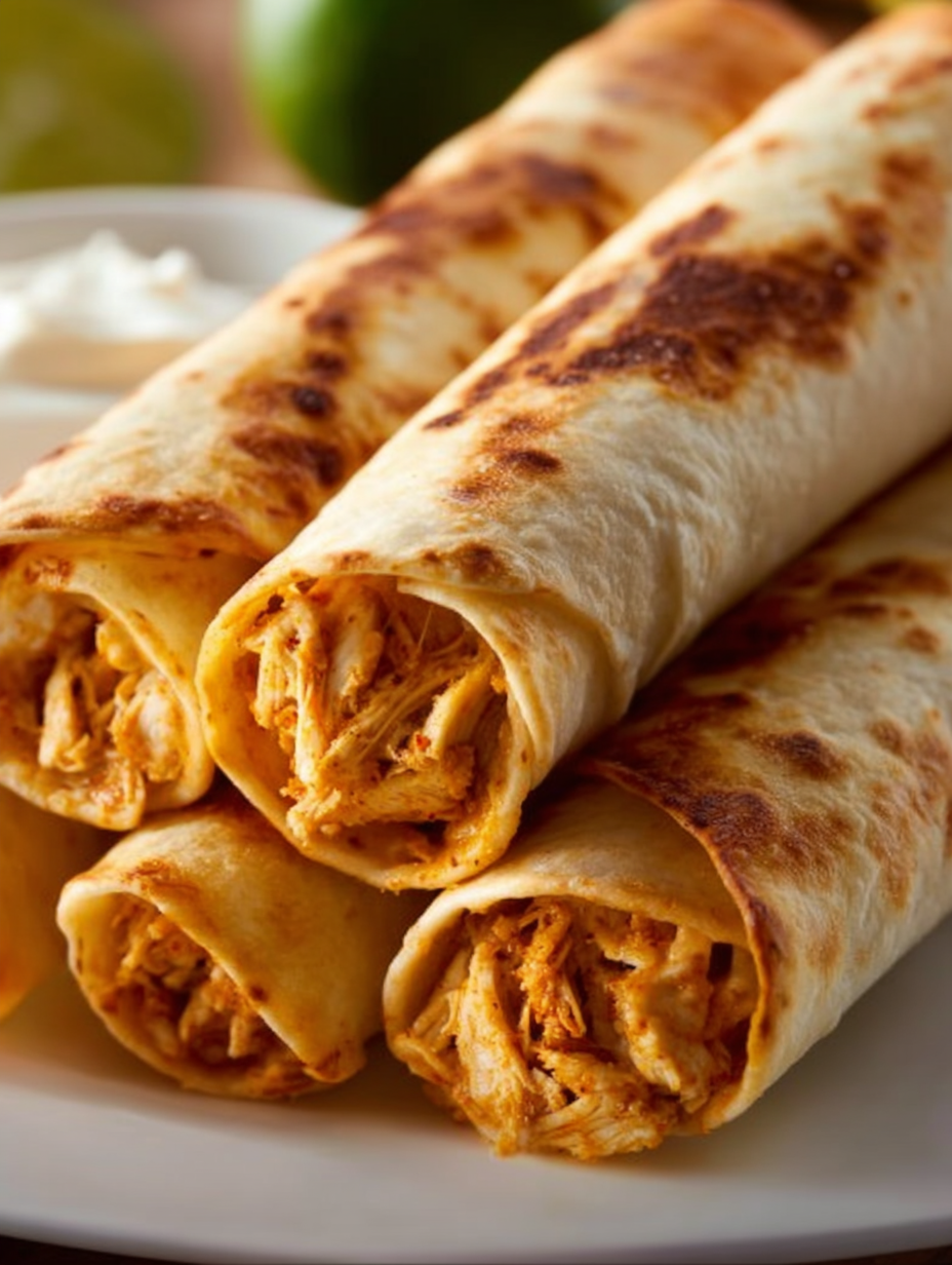 Creamy Oven-Baked Chicken Taquitos