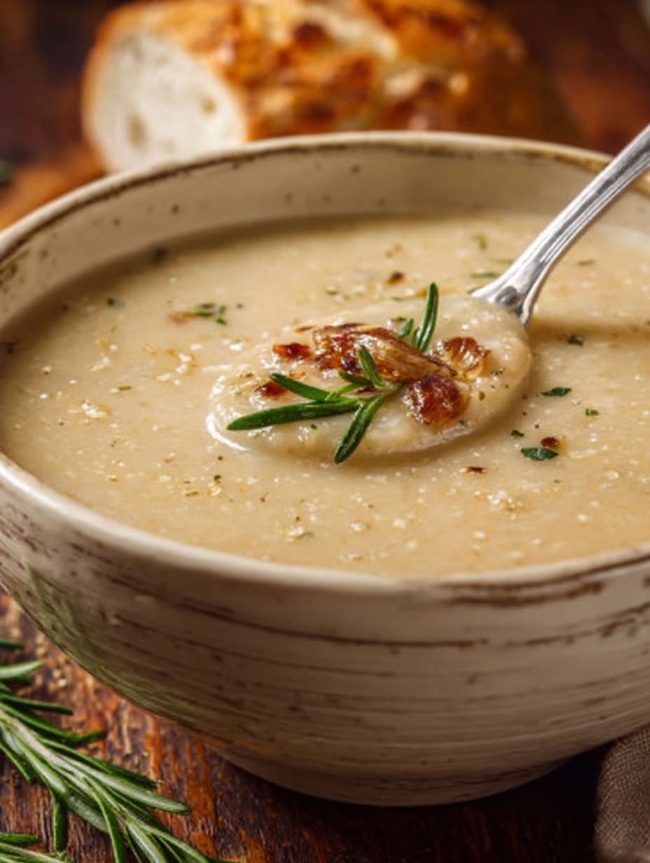 Creamy Rosemary Roasted Garlic White Bean Soup