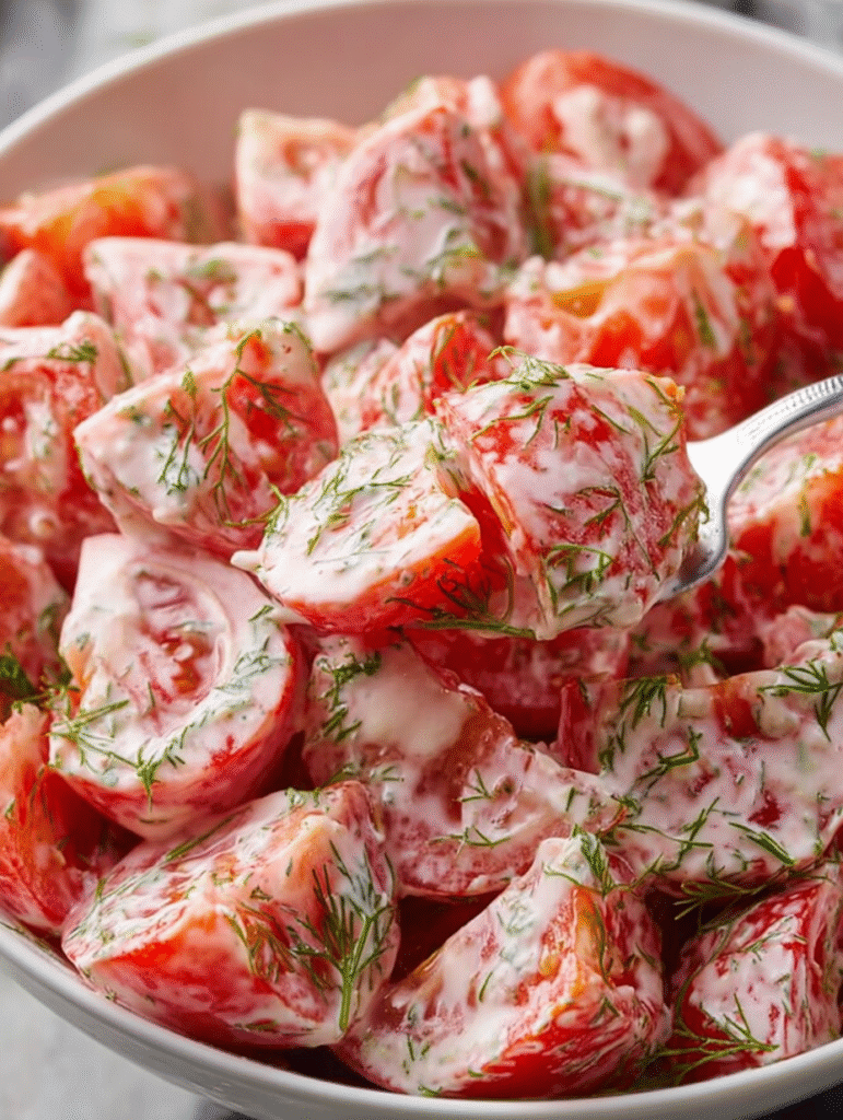 Creamy Tomato Garlic Salad