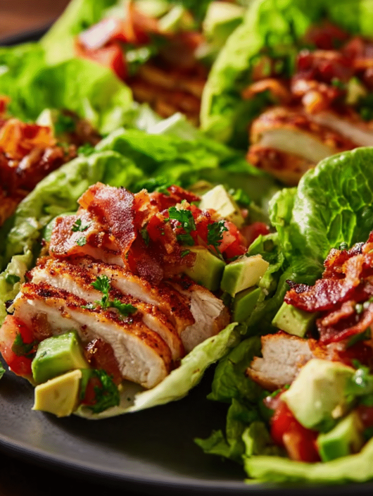 Crispy Chicken Bacon Avocado Lettuce Wraps