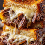 Crispy French Dip Grilled Cheese Stack