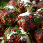 Fiery Armenian Beef Kefta with Creamy Garlic Drizzle