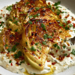 Golden Roasted Cabbage Steaks with Whipped Feta Cream