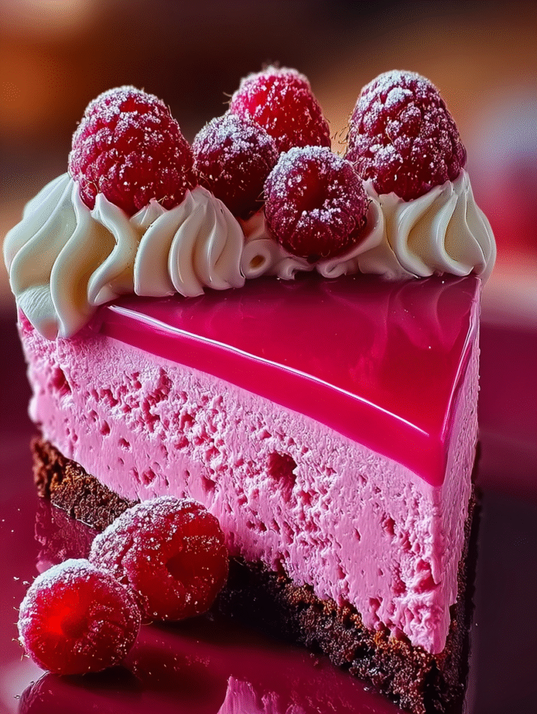 Luxurious Pink Velvet Raspberry Cheesecake