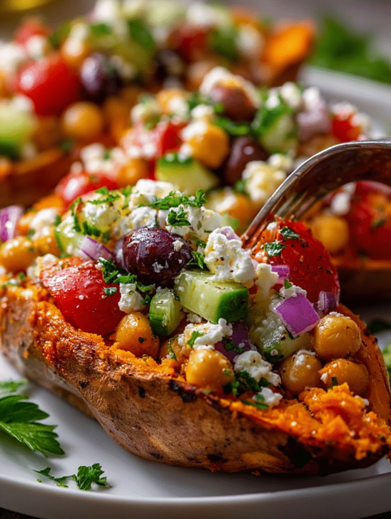 Mediterranean Loaded Sweet Potato Boats