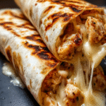 Ooey-Gooey Cheesy Garlic Chicken Wraps
