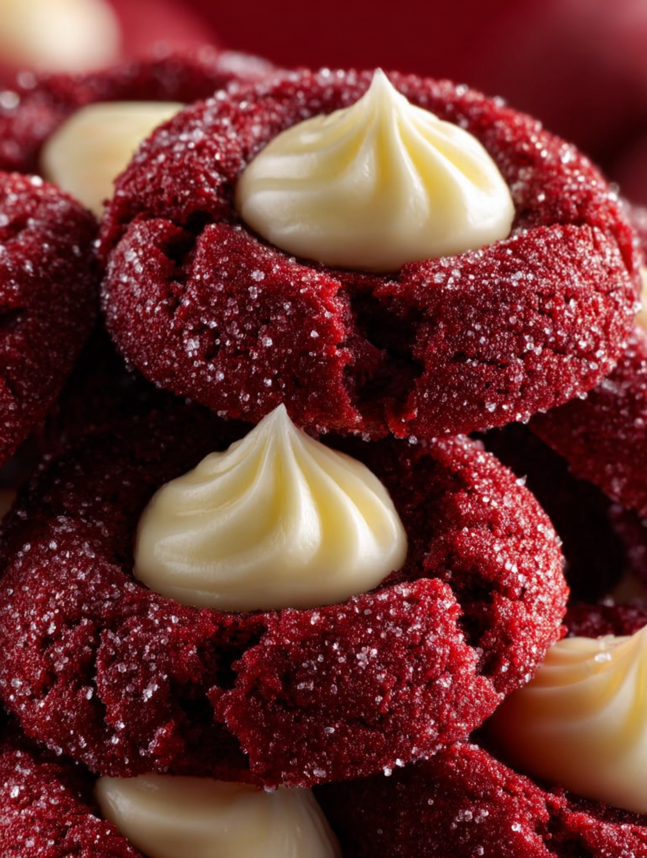 Red Velvet Cream Cheese Thumbprint Cookies