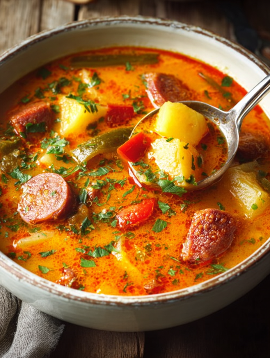 Smoky Spanish Potato & Chorizo Soup