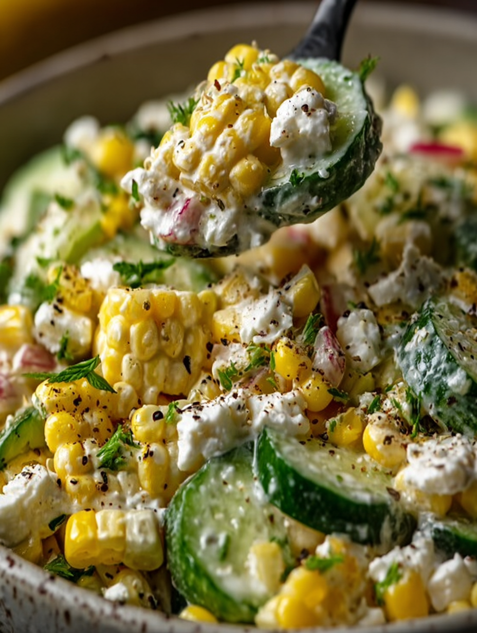 Street Corn Creamy Cucumber Salad