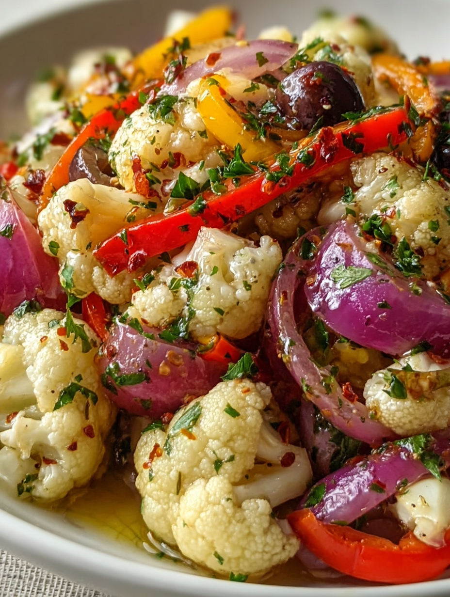 Zesty Mediterranean Marinated Cauliflower Salad