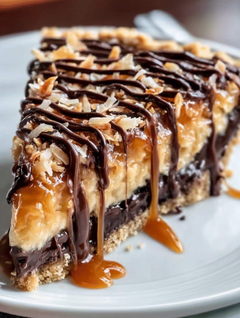 Caramel Drizzle Samoas Cookie Pie