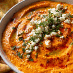 Creamy Roasted Red Pepper Feta Dip (Tirokafteri)