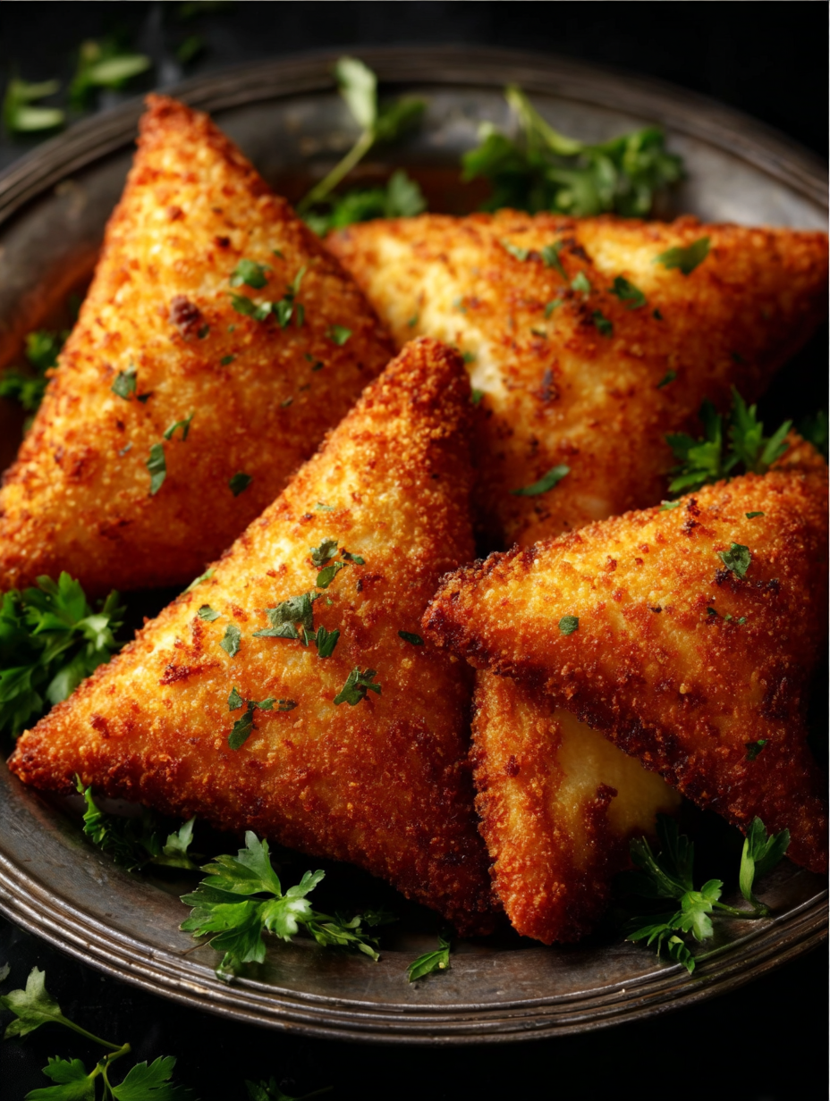 Golden Crispy Cheese & Potato Samosas